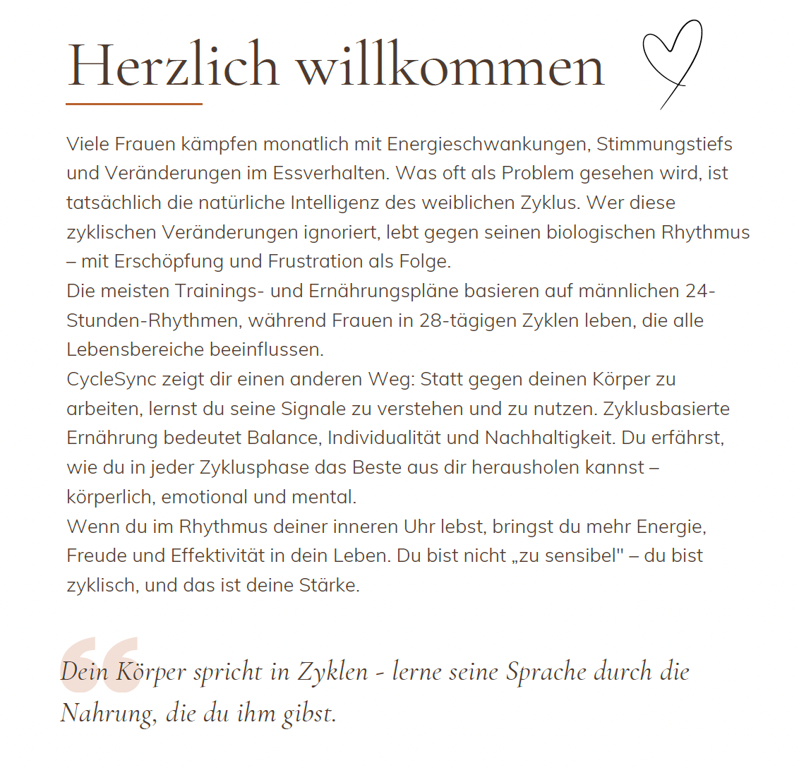 CycleSync - Dein zyklusbasierter Leitfaden zur hormonoptimalen Ernährung und Trainingsgestaltung. 200 Seiten mit Ernährungsplänen und Tools für dein weibliches Wohlbefinden.