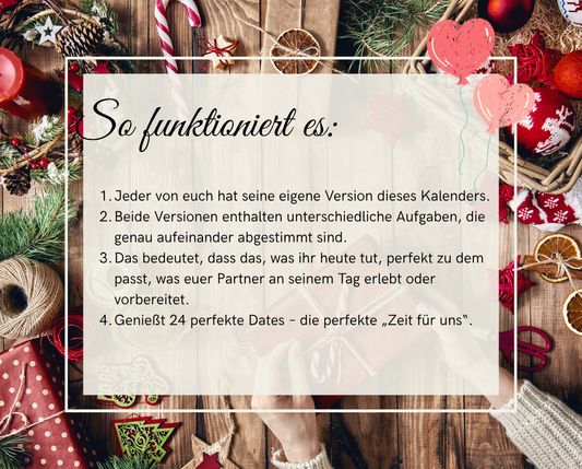 Romantischer Paar-Adventskalender mit 24 Date-Nights – sexy Weihnachtsgeschenk als Sofort-Download
