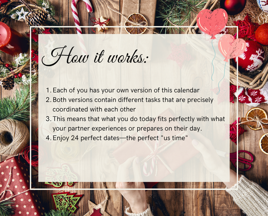 Two Romantic Couple Advent Calendars for 24 love Dates - sexy Christmas Calendar for date nights - advent calendar for girlfriend & boyfriend Digital